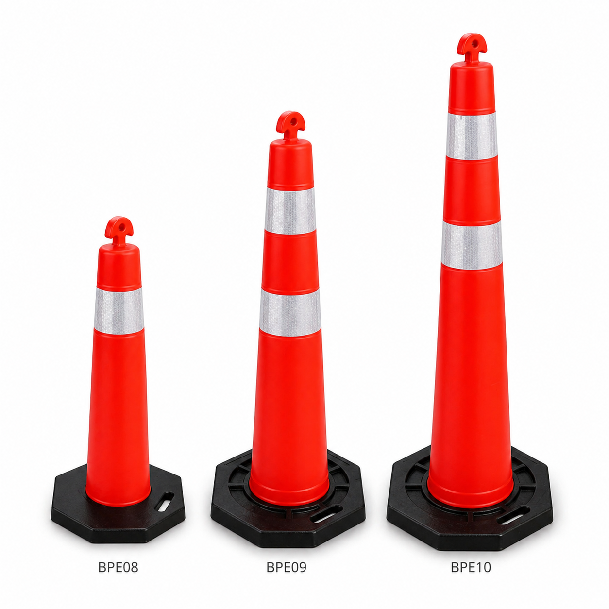 Heavy-Duty PE Delineator Post with 2.9kg Rubber Base - High-Visibility Reflective Safety Bollard for Traffic Control-BPE