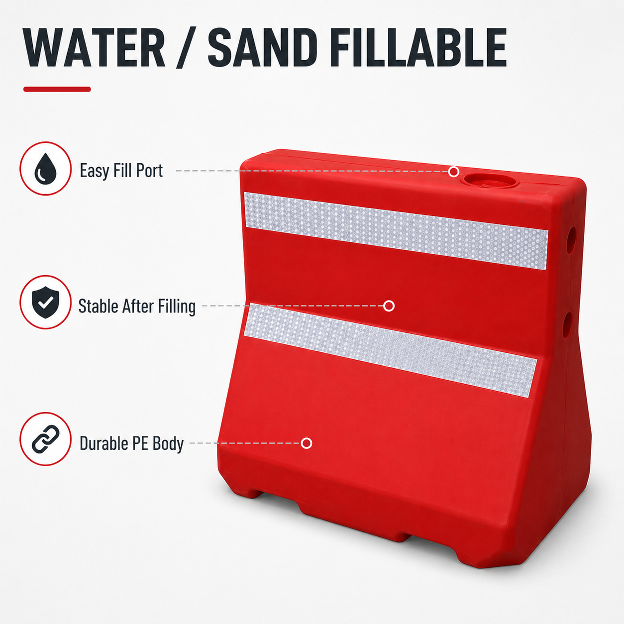 Portable Plastic Water-Filled Barrier Base - Durable PE Traffic Safety Fence Foundation for Construction and Crowd Control-WB01-02