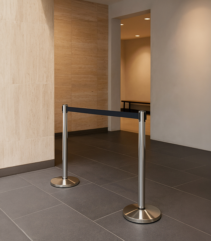 Professional Retractable Belt Stanchion for Commercial Crowd Control and Queue Management-1 meter silver version