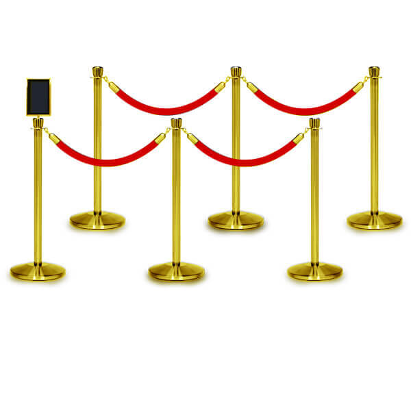 Luxury VIP Rope Stanchion Barrier Set with Premium Velvet and Weatherproof Rope Options-Protocol Pole Gold