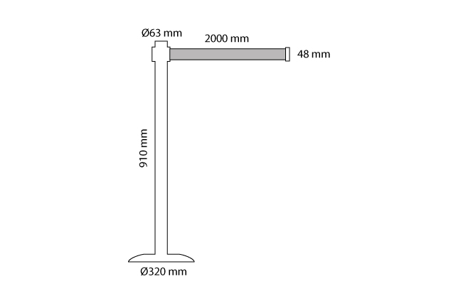 High-Visibility Industrial Safety Retractable Belt Stanchion with Refillable Stability Base-One meter yellow style