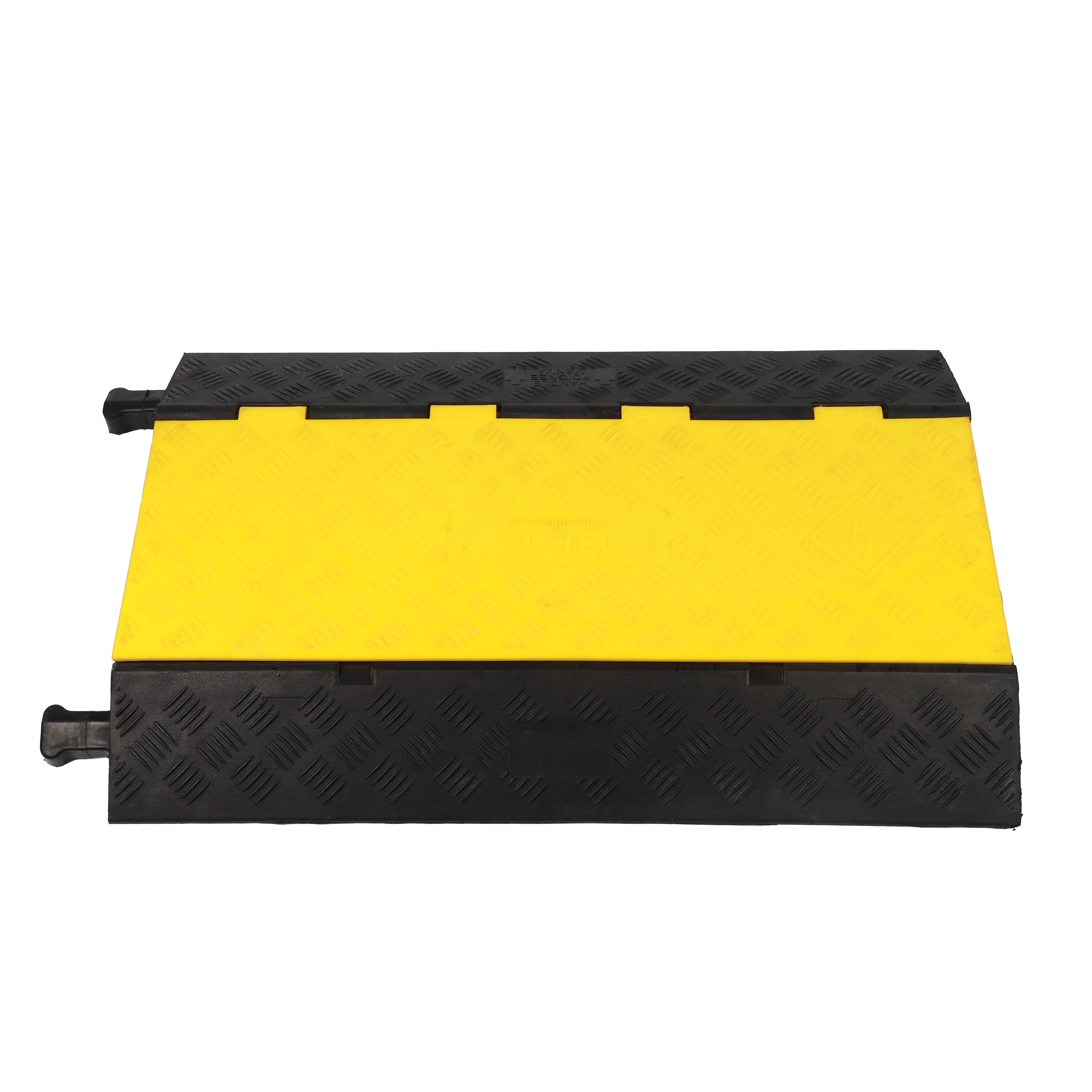 Industrial Heavy-Duty 4-Channel Rubber Cable Protector with High-Visibility Reinforced PVC Lid-4XC01