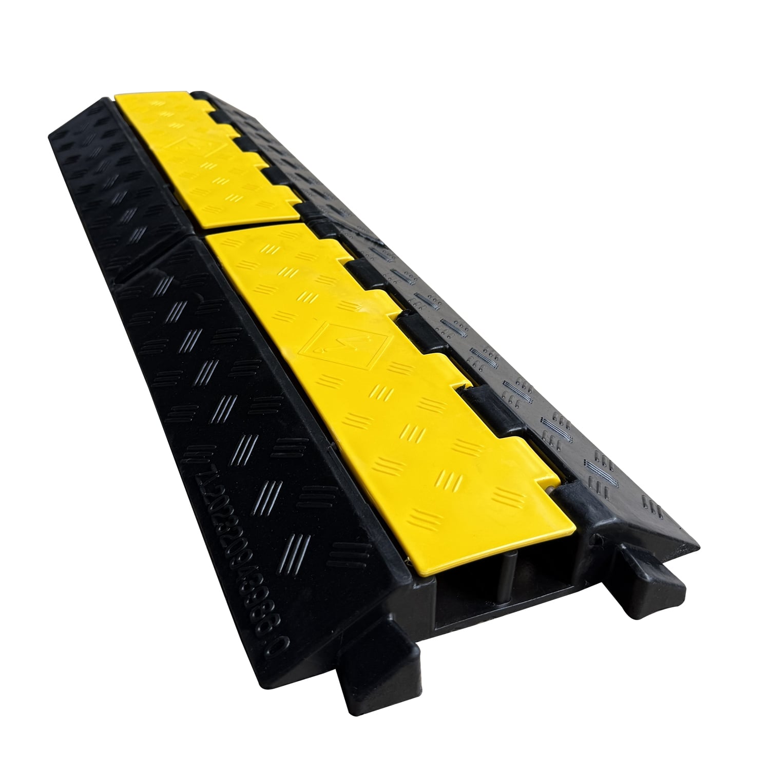 Industrial Heavy-Duty 2-Channel Rubber Cable Protector with Reinforced High-Visibility PVC Lid-ZD2XC01