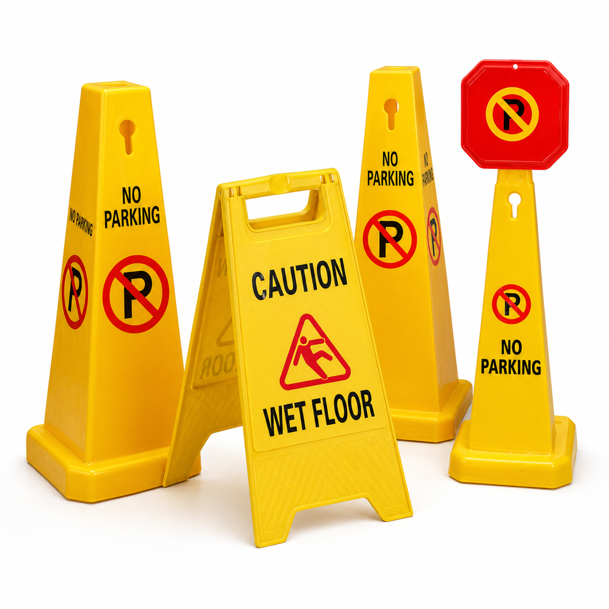 cones de proibição de estacionamento leves de plástico de 24 polegadas com fendas para correntes – Pilones de segurança de alta visibilidade para estacionamentos e controle de multidões – A PANEL