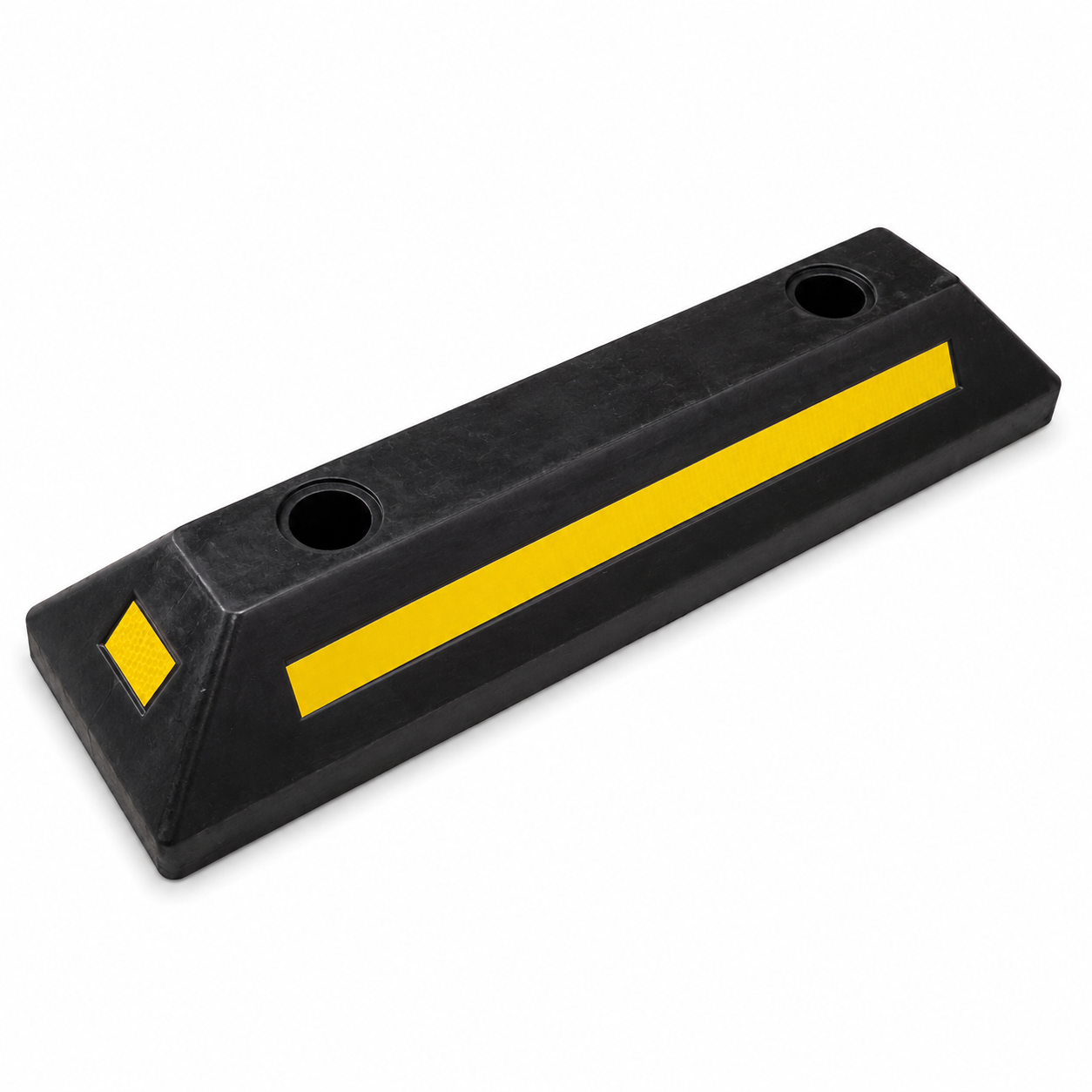 Parador de Roda em Borracha Pesada de 550 mm para Estacionamento de Automóveis com Fita Amarela Refletiva para Garagem e Entrada de Veículos – WS02