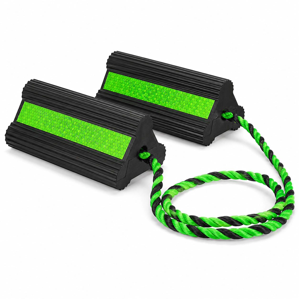 Heavy-Duty Rubber Wheel Chock - Durable Anti-Slip Trailer Block for Truck, RV, and Loading Dock Safety-AWC01 Red-Green