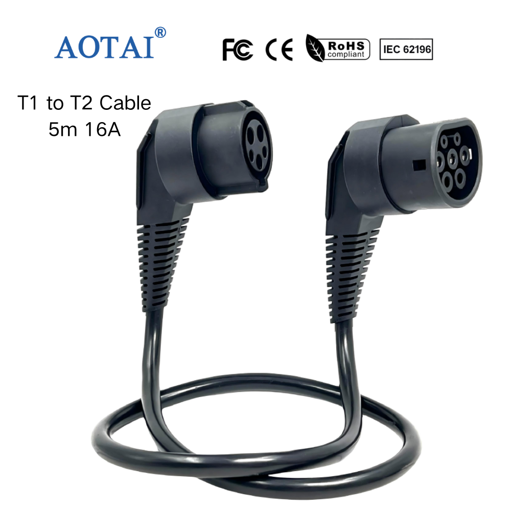 AOTAI J1772 to Type 2 EV Charging Extension Cable Adapter, SAE J1772 to IEC 62196 Type 2 Design for Type 2 EVs