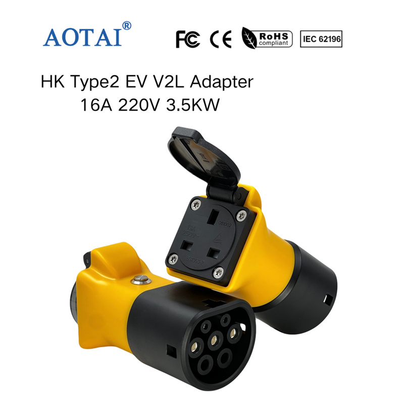 AOTAI Type 2 V2L-adapter til MG EV'er: Type 2 til UK-udladningsadapter