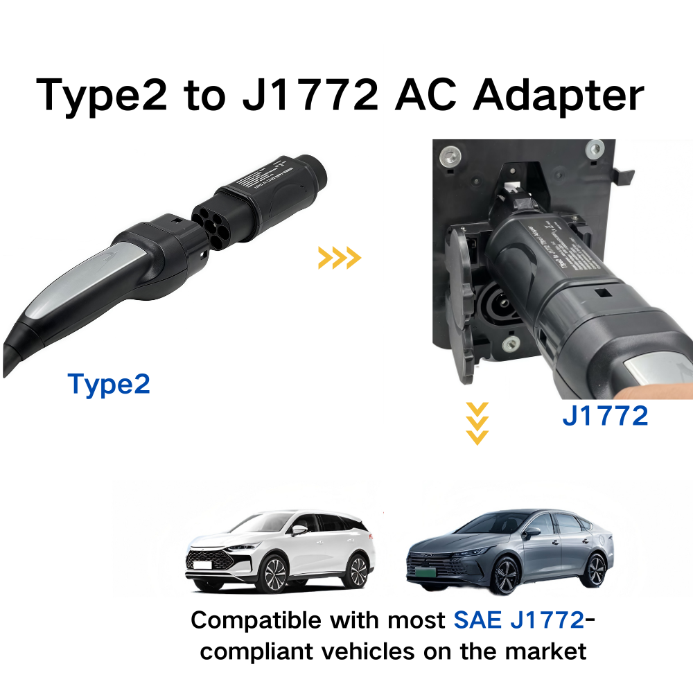 AOTAI EV Adapter Type 2 to Type 1 Max 32A 230V EV AC Adapter Suitable for Electric Vehicles J1772