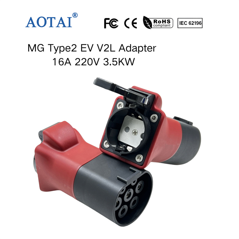 AOTAI V2L Adapter 220V Type2 to Schuko Car Discharger EV Adapter Discharge For MG EVs