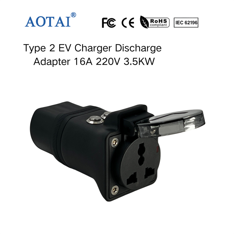 AOTAI Type 2 til AC 230 V, 16 A EV-opladningsadapter til afladning med kontakt
