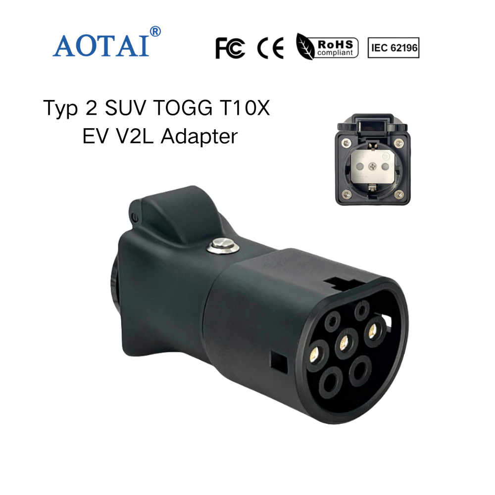 ADAPTATEUR AOTAI V2L pour Togg T10F Connecteurs voiture EV 220V CA 16A 3,5 kW