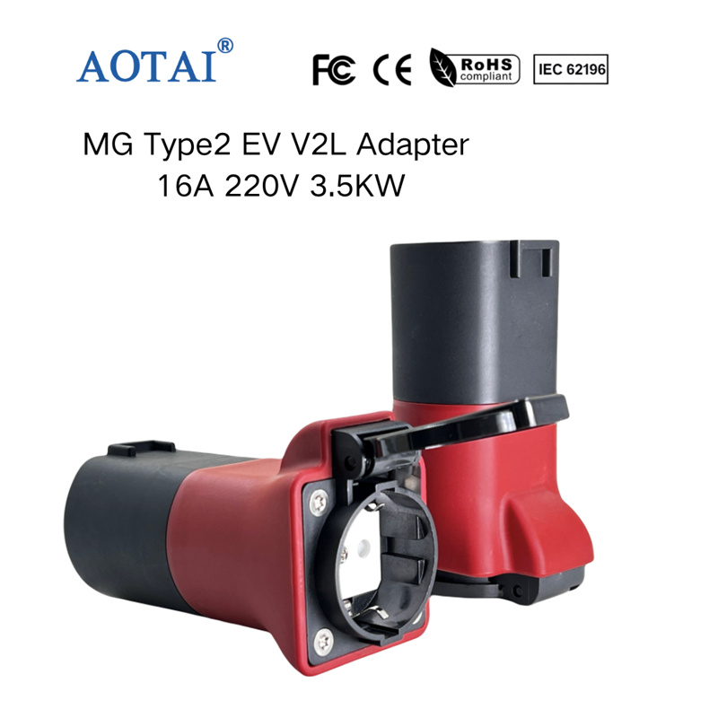 AOTAI V2L-adapter 220 V, Type 2 til Schuko biludladningsadapter til udledning for MG EV'er