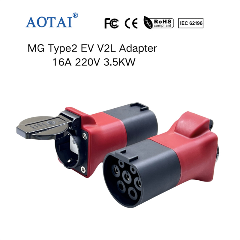 AOTAI V2L-adapter 220 V, Type 2 til Schuko biludladningsadapter til udledning for MG EV'er