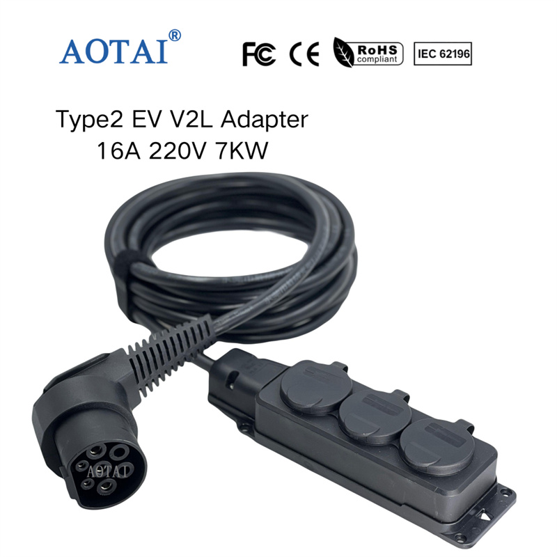 AOTAI:n ajoneuvo-lataus (V2L) -purkukaapeli, tyyppi 2 → EU:n Schuko*3-pistorasia