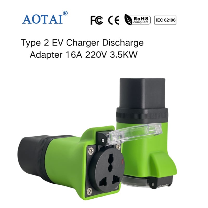 Adapter AOTAI typu 2 do prądu przemiennego, 16 A, do ładowania i rozładowywania pojazdów elektrycznych (EV)