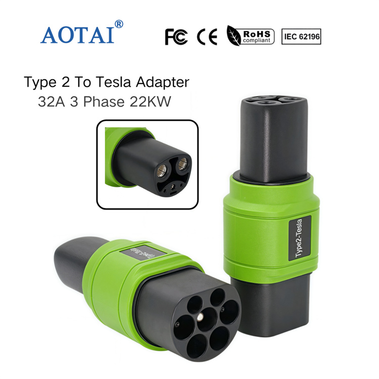 Adaptateur AOTAI Type 2 vers NACS/Tesla pour bornes de recharge automobile, compatible avec les modèles Y, S et 3