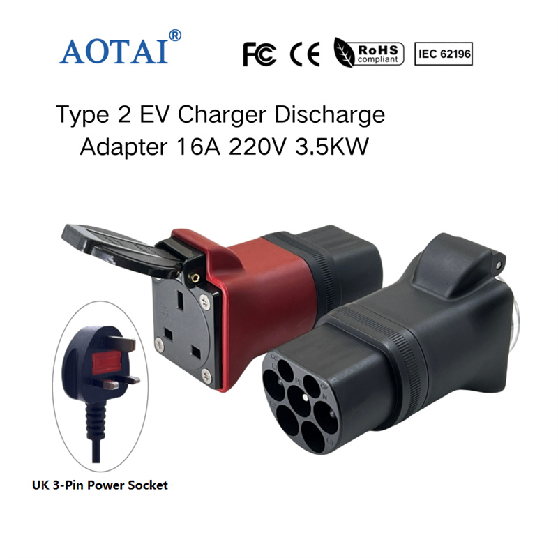Adapter do ładowania i rozładowywania pojazdów elektrycznych (EV) AOTAI typu 2 z gniazdem brytyjskim