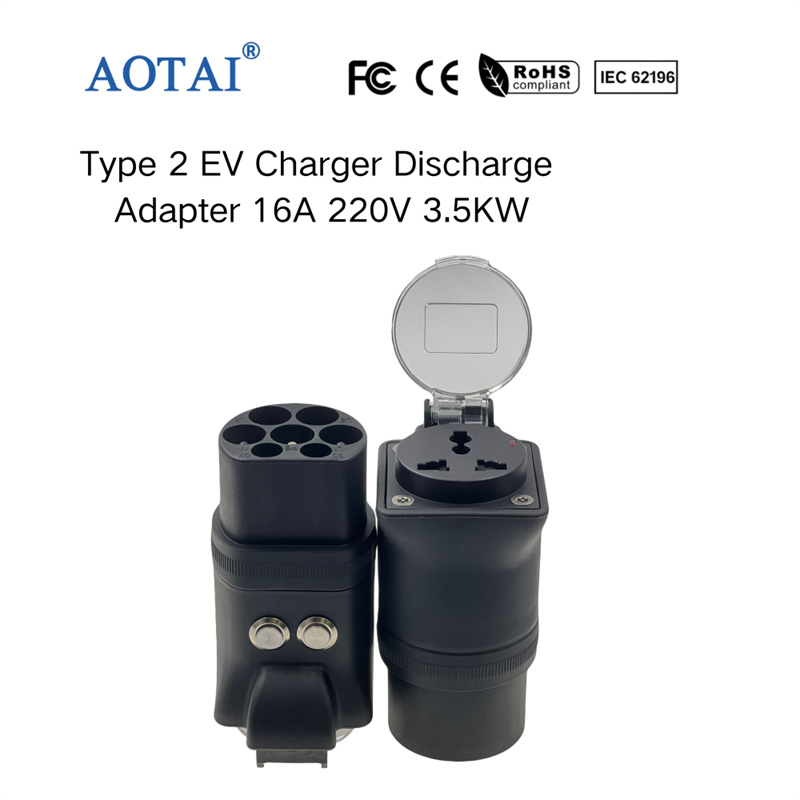 AOTAI Type 2 til AC 230 V, 16 A EV-opladningsadapter til afladning med kontakt
