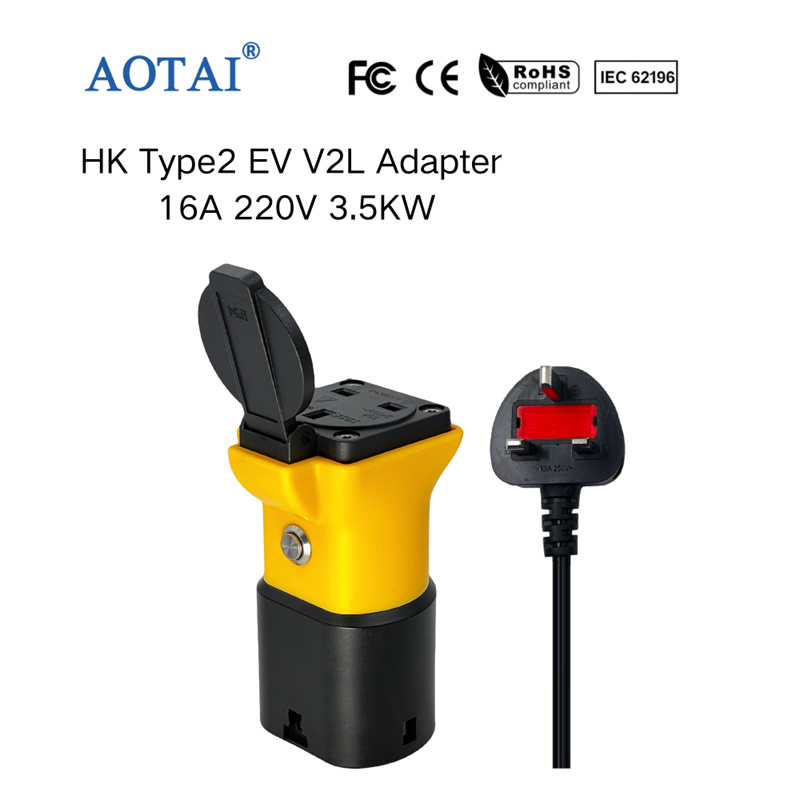AOTAI Type 2 V2L-adapter til MG EV'er: Type 2 til UK-udladningsadapter