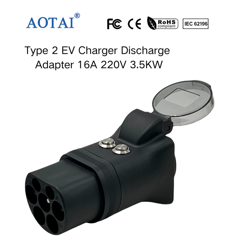 AOTAI Type 2 til AC 230 V, 16 A EV-opladningsadapter til afladning med kontakt