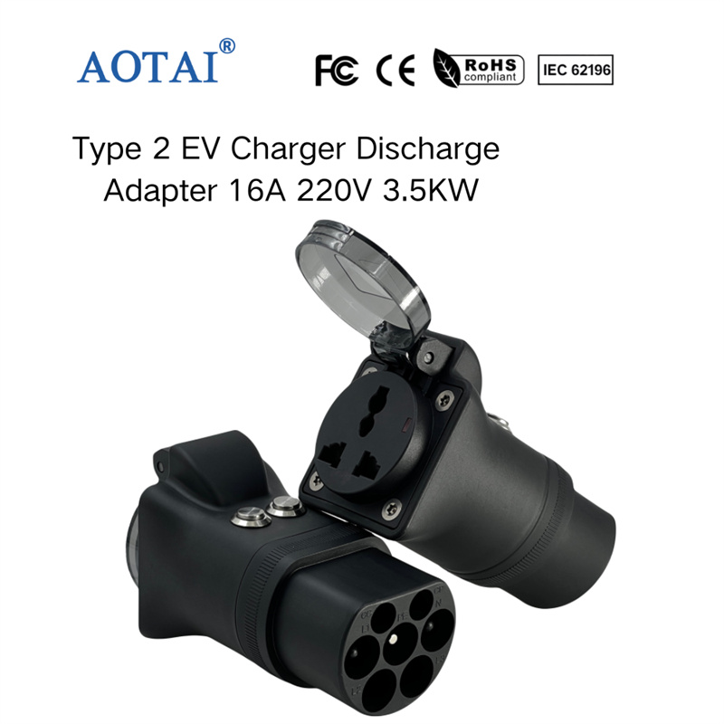 AOTAI Type 2 til AC 230 V, 16 A EV-opladningsadapter til afladning med kontakt