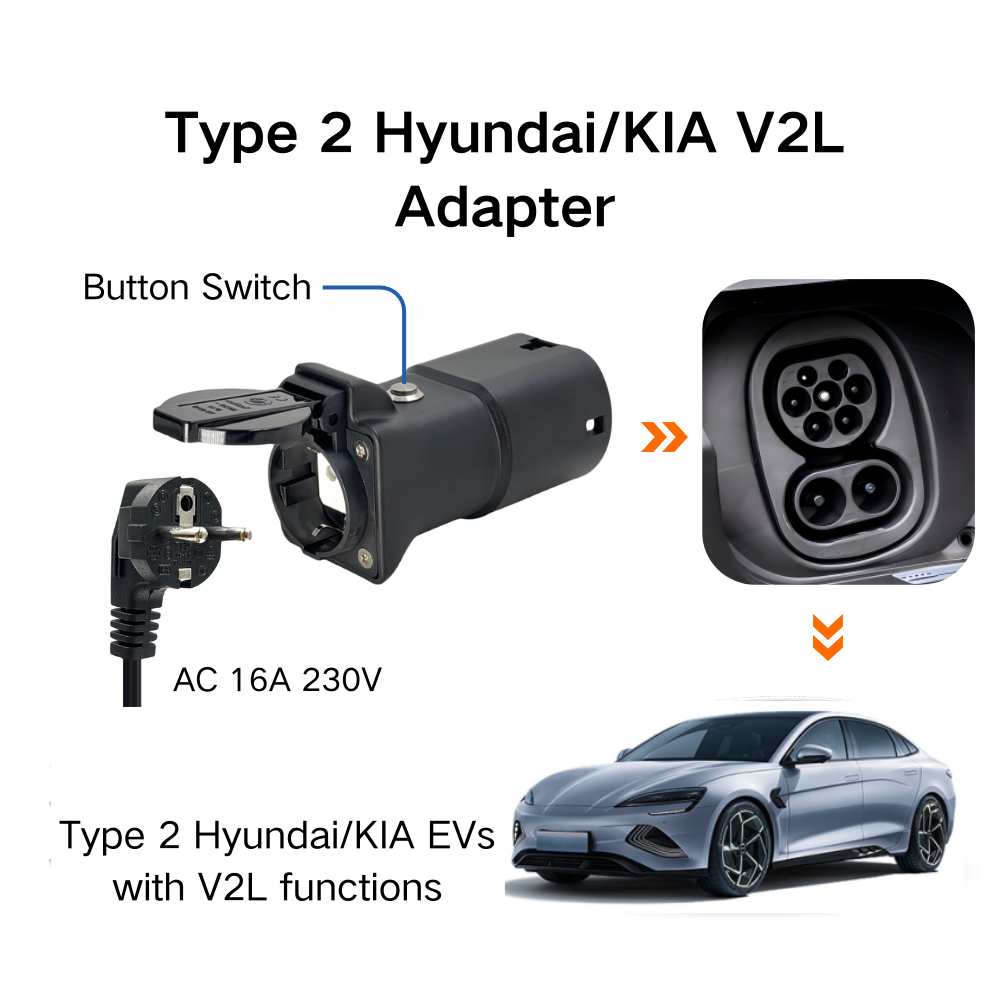 AOTAI HYUNDAI KIA Type 2 V2L-adapter med afbryder/knap