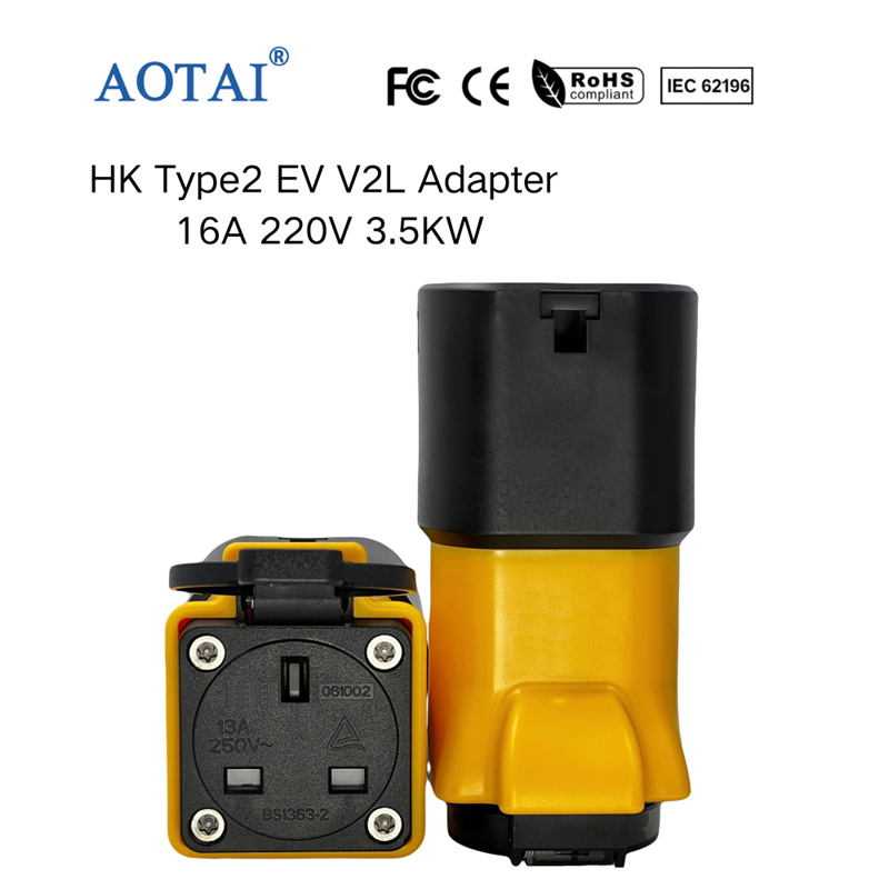 AOTAI Type 2 V2L-adapter til MG EV'er: Type 2 til UK-udladningsadapter