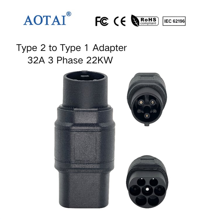 Adaptateur AOTAI Type 2 vers Type 1, adaptateur IEC 62196 Type 2 vers SAE J1772 Type 1
