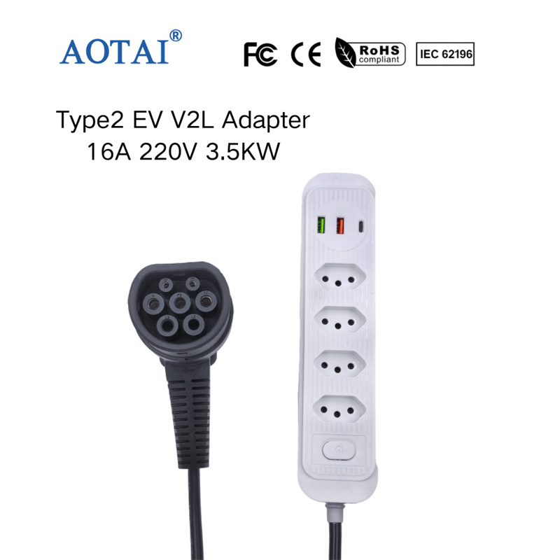 AOTAI Type 2 V2L Adapter EV Charging Cable with Brazilian Socket