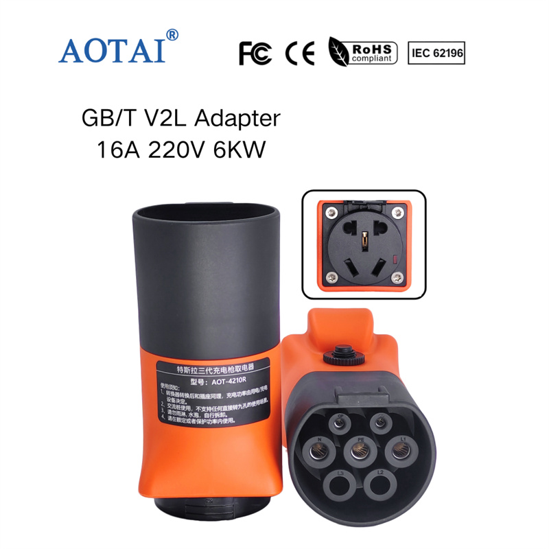 AOTAI Tesla GBT-opladerpæl EV-adapter på 6000 W med overbelastningsbeskyttelse på 20 A