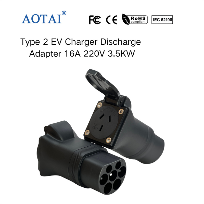 Adapter AOTAI typu 2 do wtyczki trzybiegunowej na australijskim rynku do ładowania i rozładowywania pojazdów elektrycznych (EV)