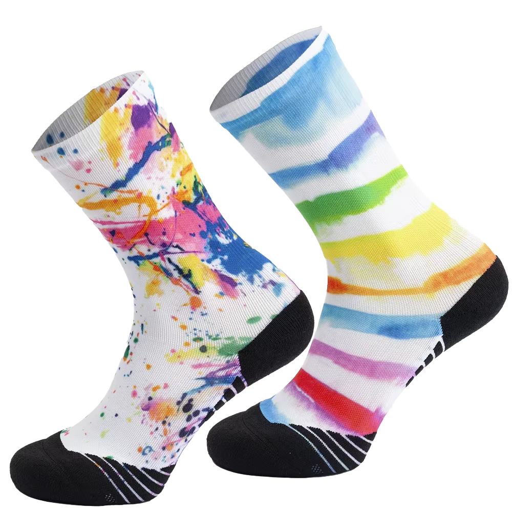 Athletic Socks Customized Sublimation Printed Cycling Compression Sports Socks	
