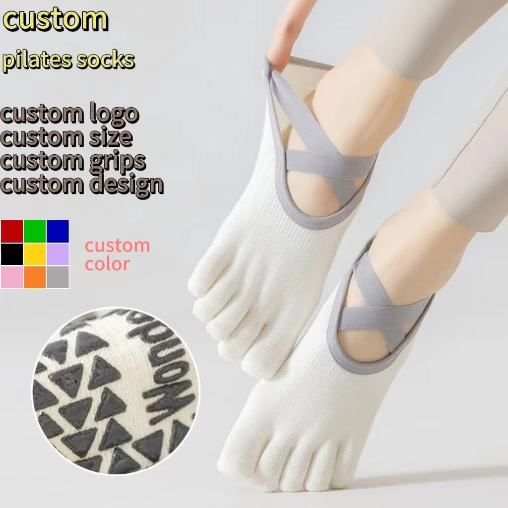Yoga Socks Five Finger Split Toe Dance Anti slip Socks Professional Pilates Socks	