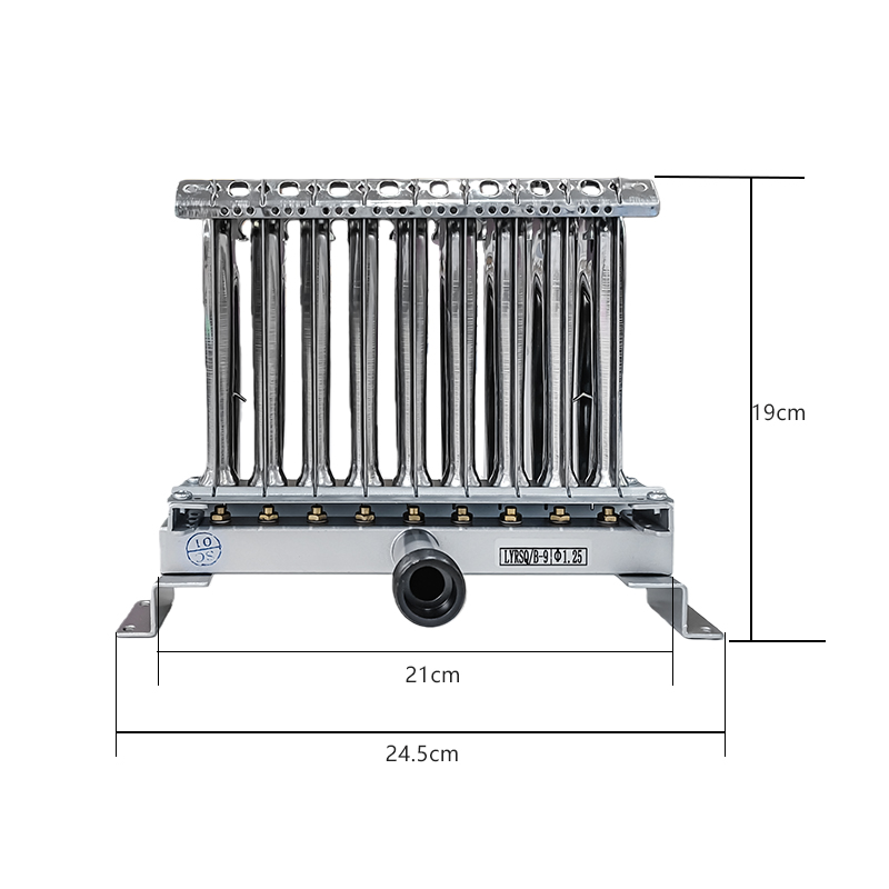 Battery Powered Stainless Steel 9 Row Gas Burner 9 Row Water Heater Burner Energy Saving