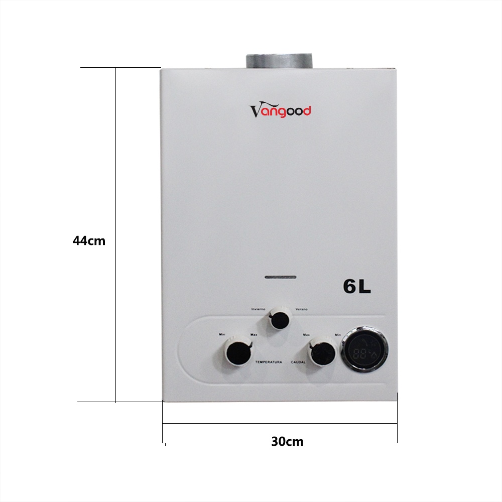 Flue Type Gas Water Heater Round LED Display Digital Temperature Display Wall Mounted Instant Water Heater