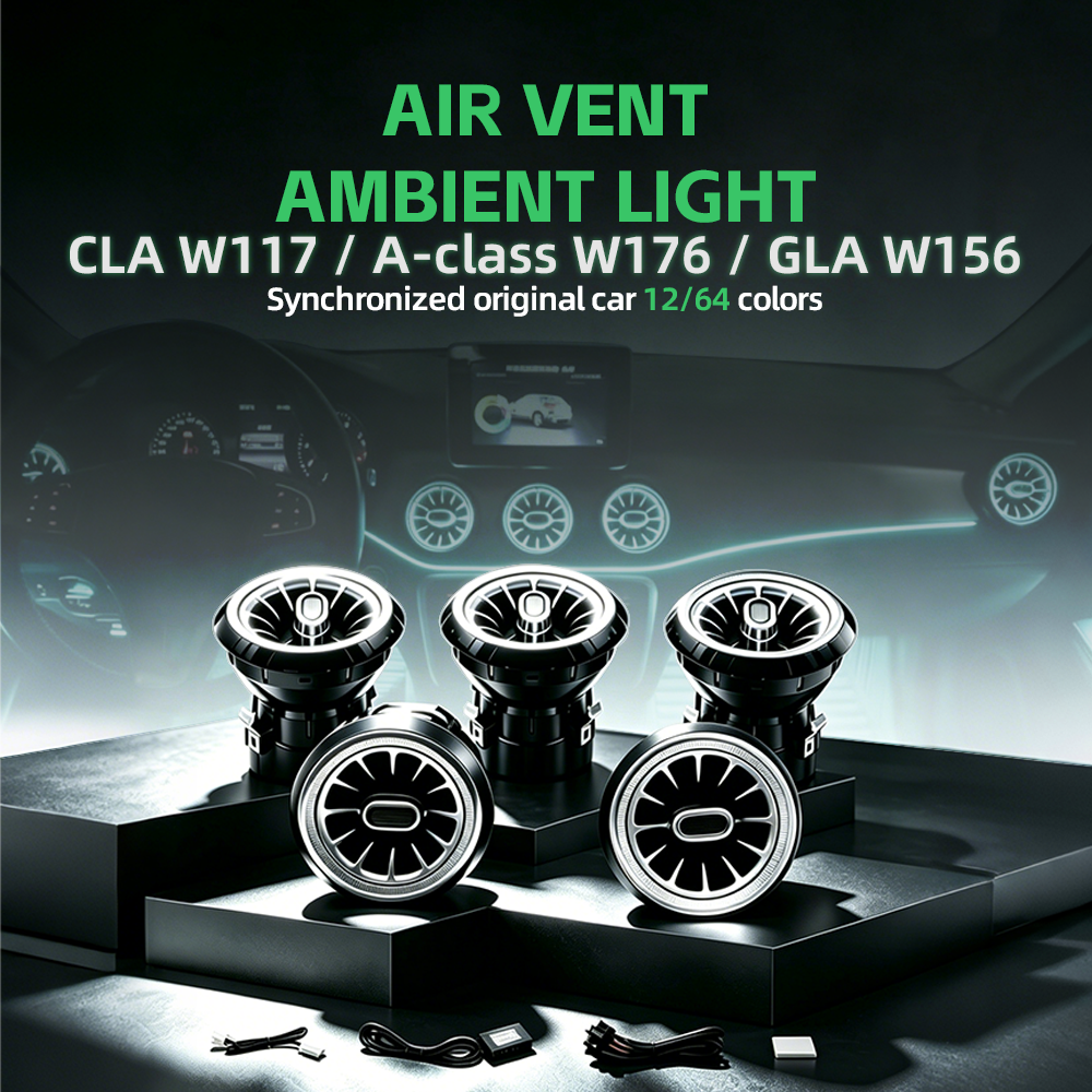 mercedes benz cla w117 12 colors front air vent ambient light air condition atmosphere light-7