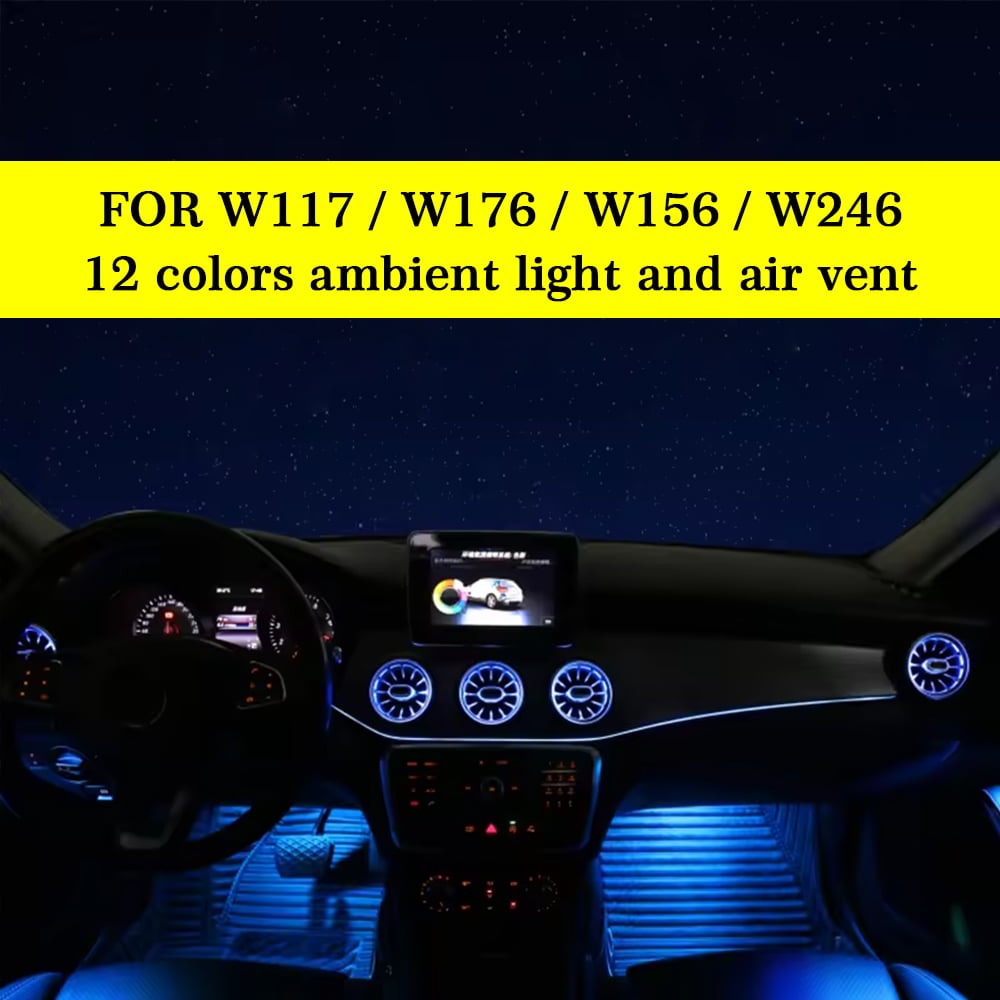 Mercedes-Benz W176 Car Interior Ambient Lighting with 12 Color Decor Atmosphere Light