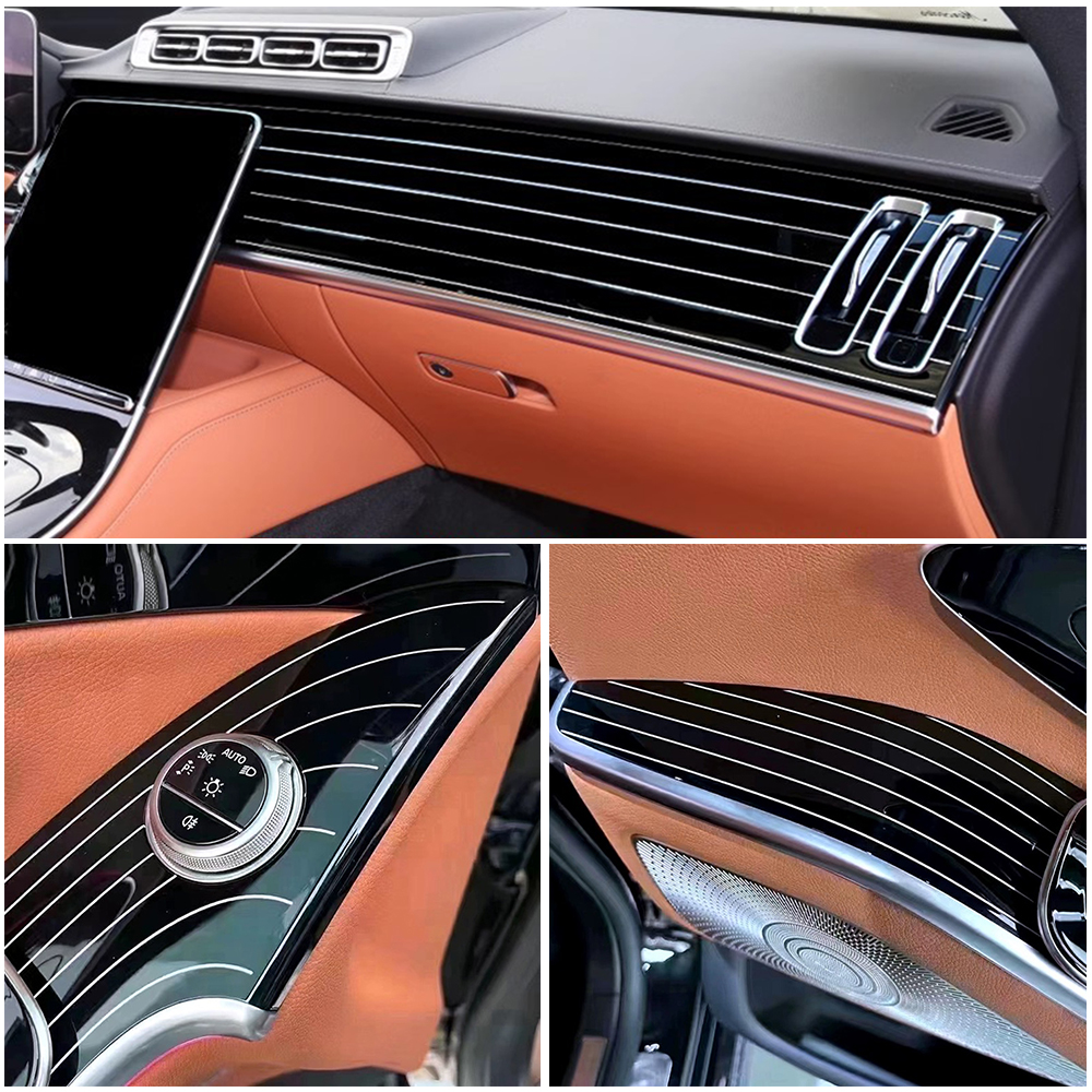 mercedes benz w223 interior panel piano trim six piece piano paint kit s450 s480 s500 maybach-12