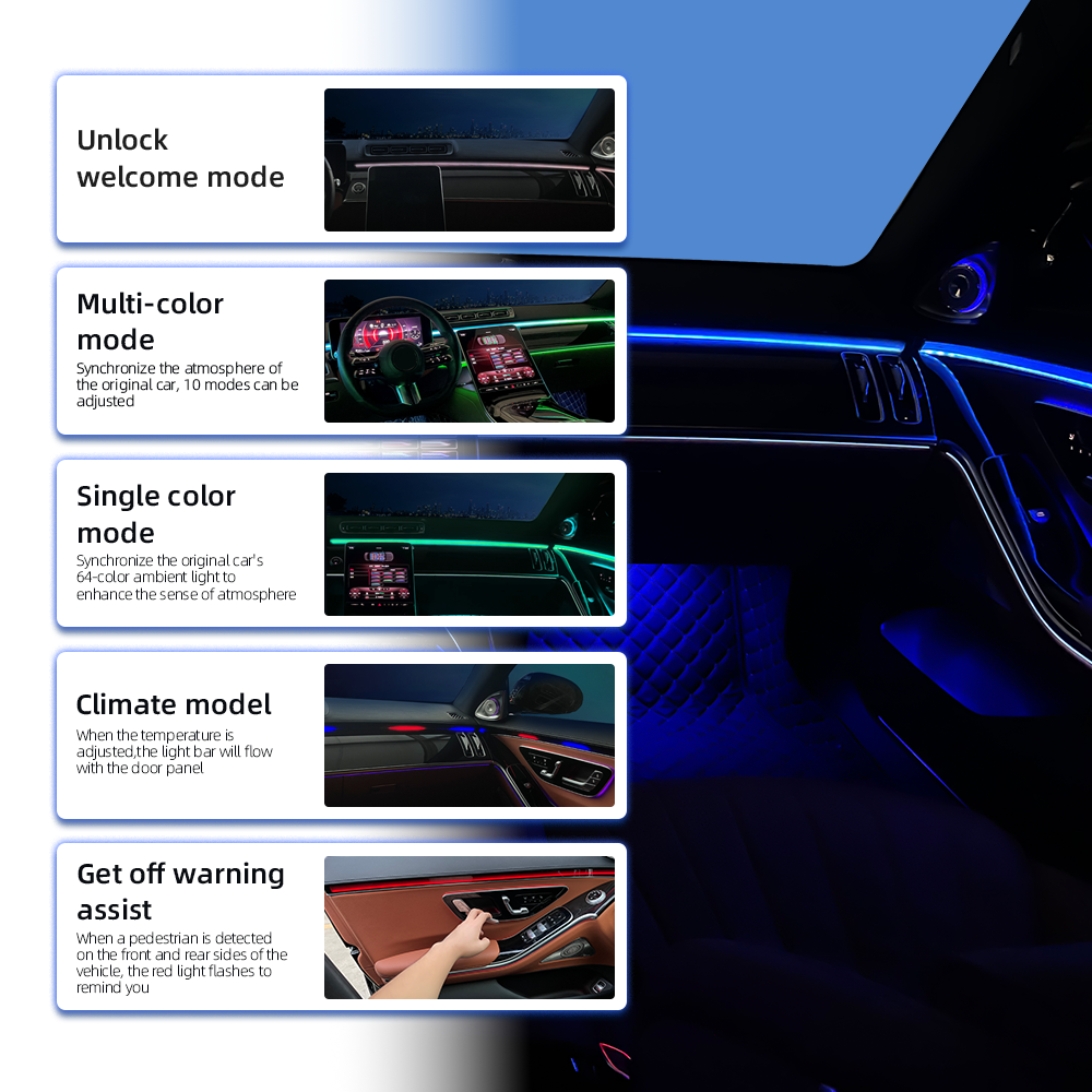 Upgrade 64 Colors Active Atmosphere Light Active Interior Ambient Light Mercedes S-Class W223 S580