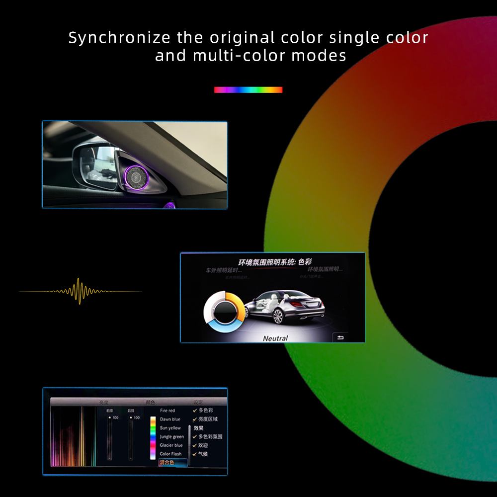 Mercedes W205 Interior 4D Burmester Tweeter Speaker Atmosphere Lamp 64 colors Ambient Light