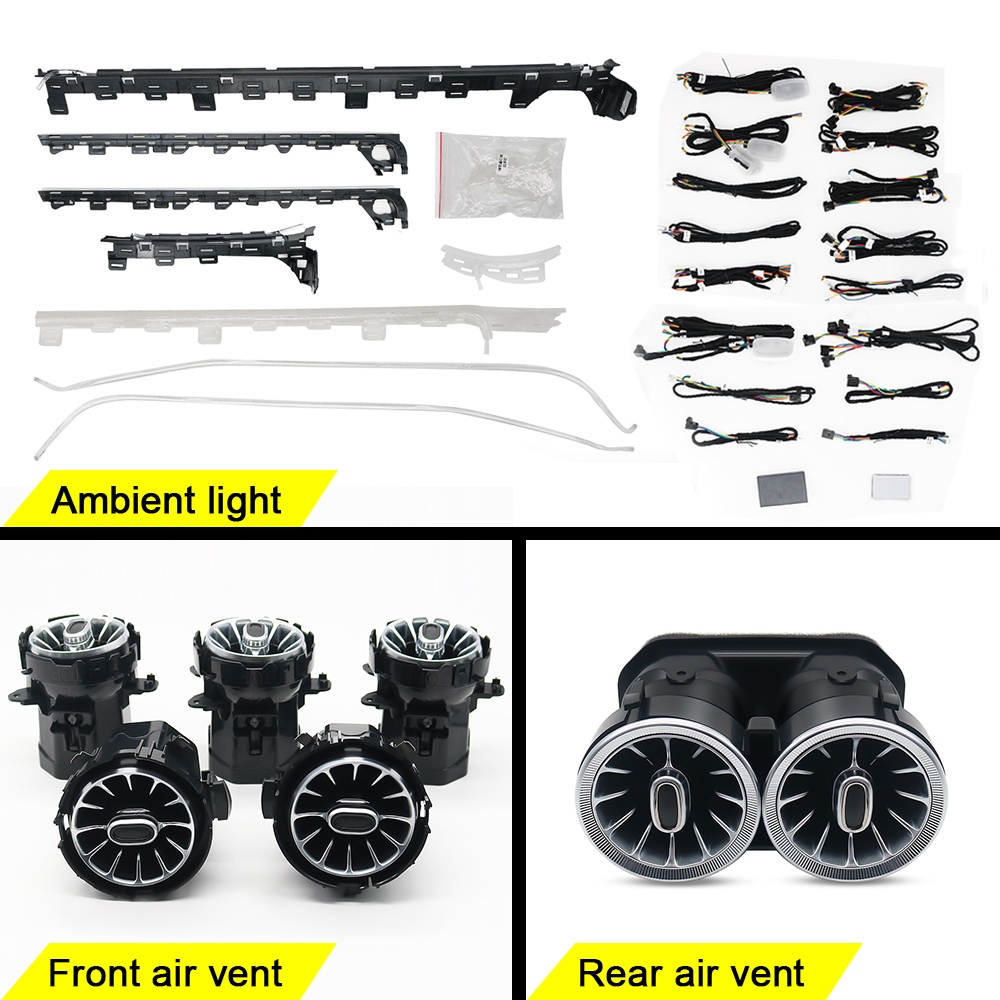 Mercedes-Benz A-Class W177 CLA W118 Multicolor Front Rear Air Vent Interior Decoration 64 Colors LED Ambient Light 