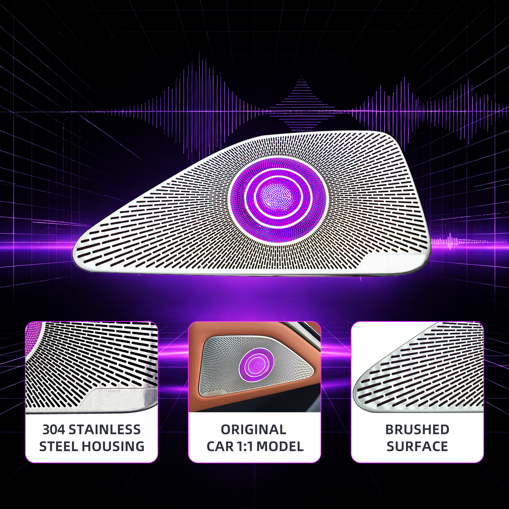 Mercedes S-class W223 Car Door Midrange Speaker Cover 64 Colors Audio Trim Glow Cover