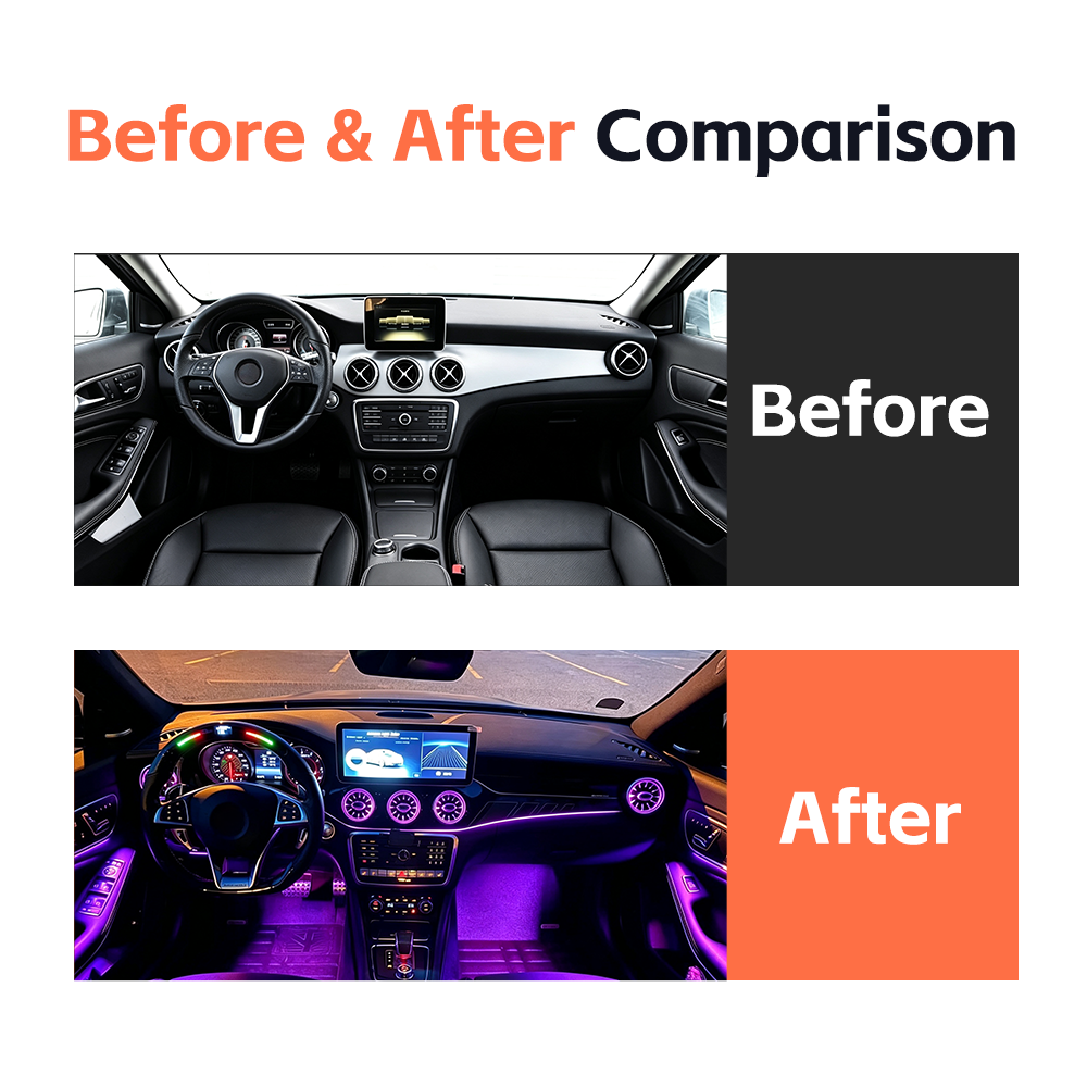 Mercedes-Benz W117 Car Interior Ambient Lighting with 12 Color Decor Atmosphere Light