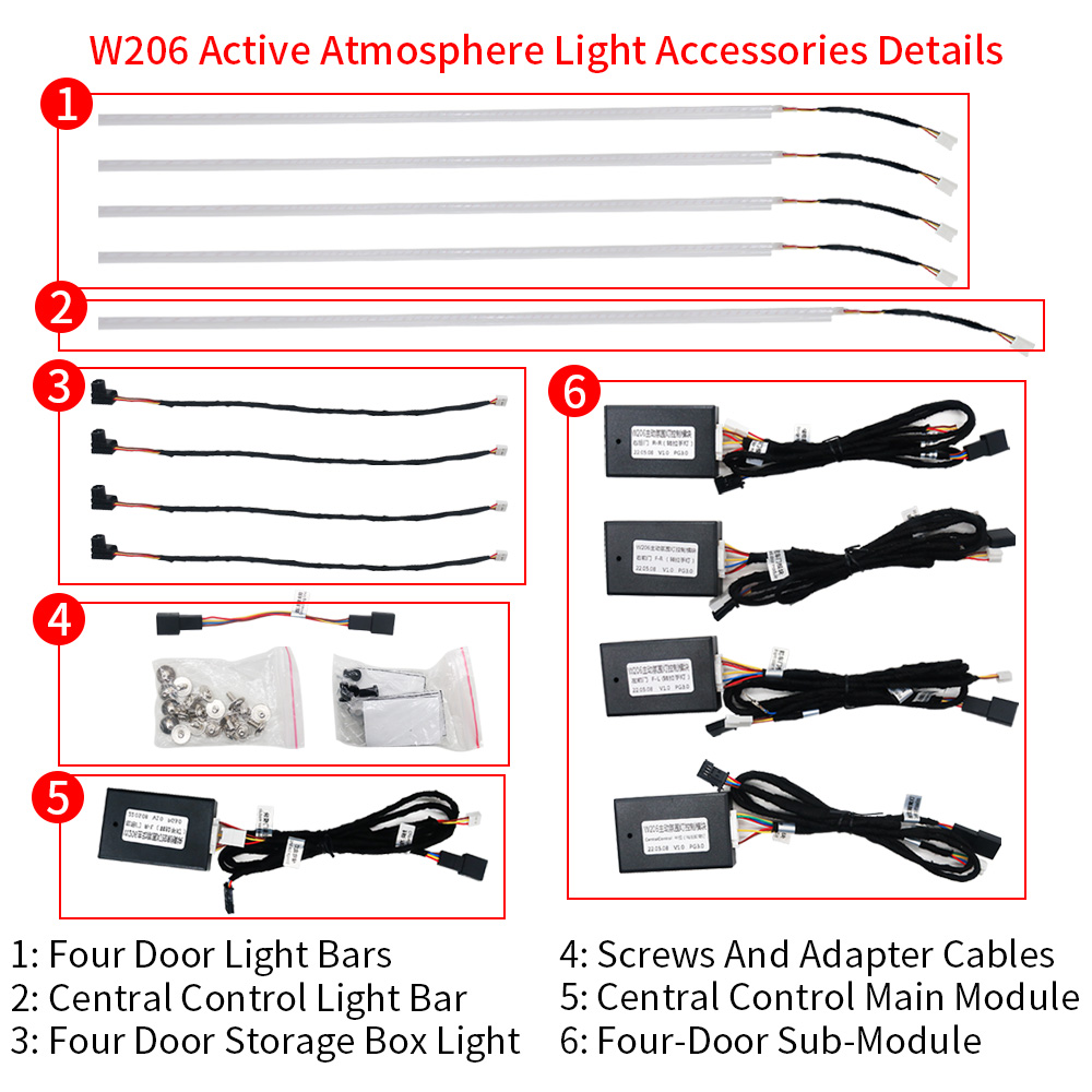 Mercedes-Benz New C-class W206 Active Ambient Light Led 64 Colors Atmosphere Lamp