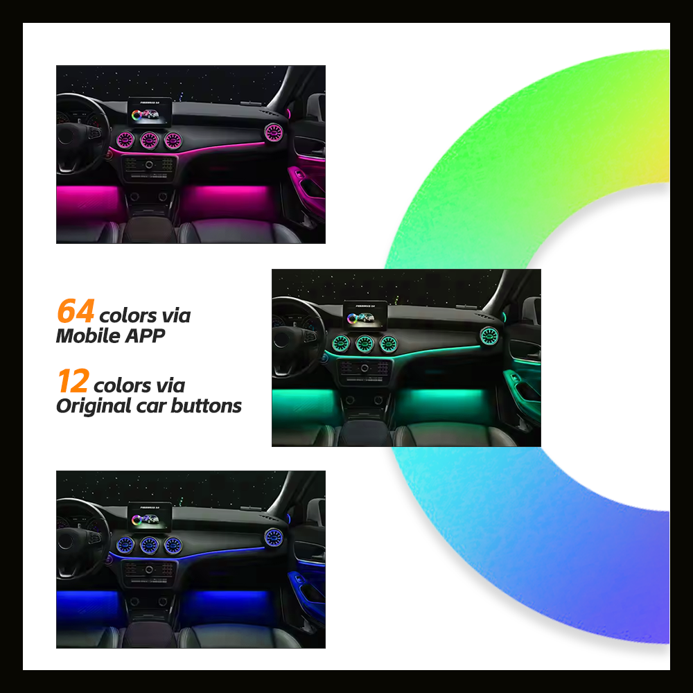 Mercedes-Benz W117 Car Interior Ambient Lighting with 12 Color Decor Atmosphere Light