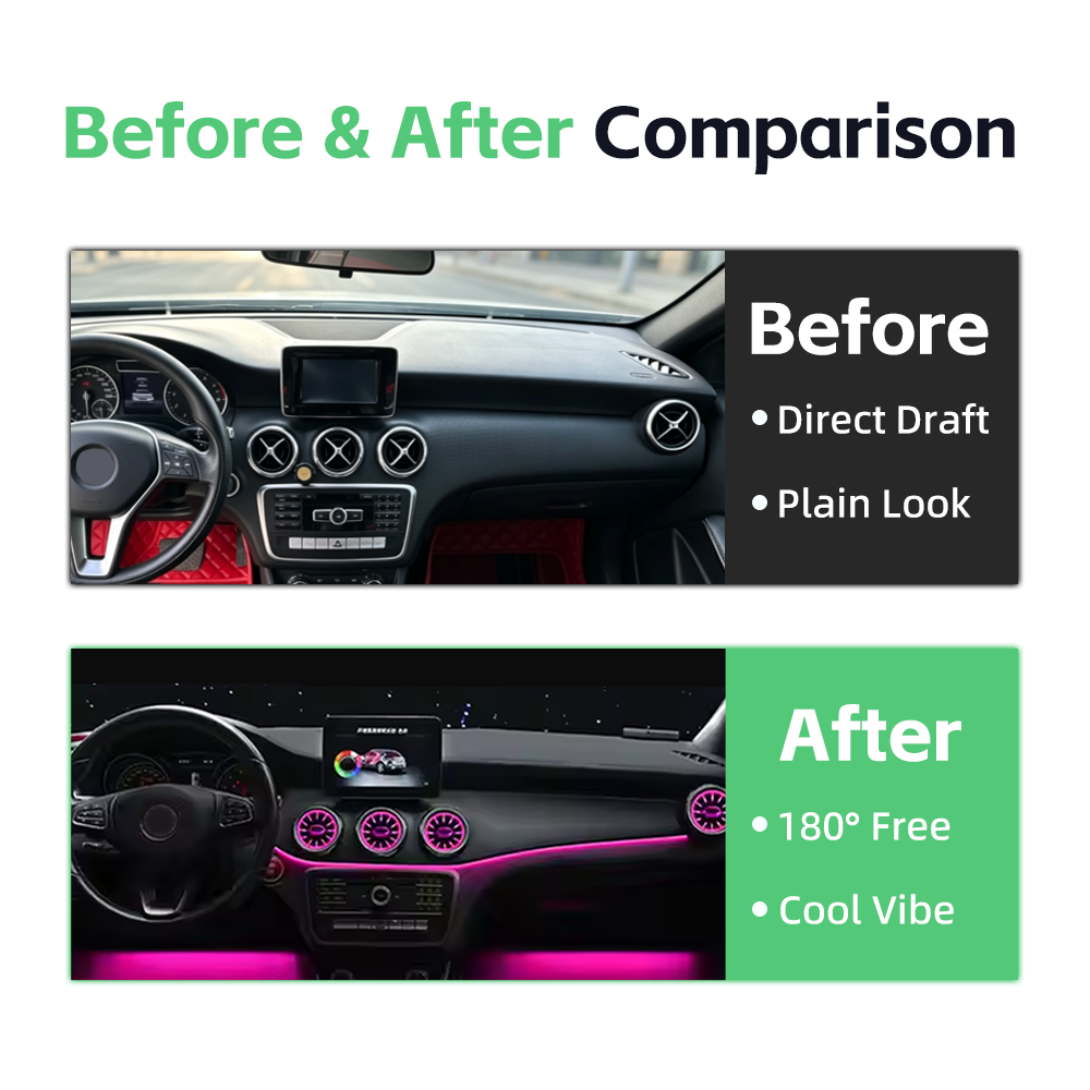 mercedes benz cla w117 12 colors front air vent ambient light air condition atmosphere light-10