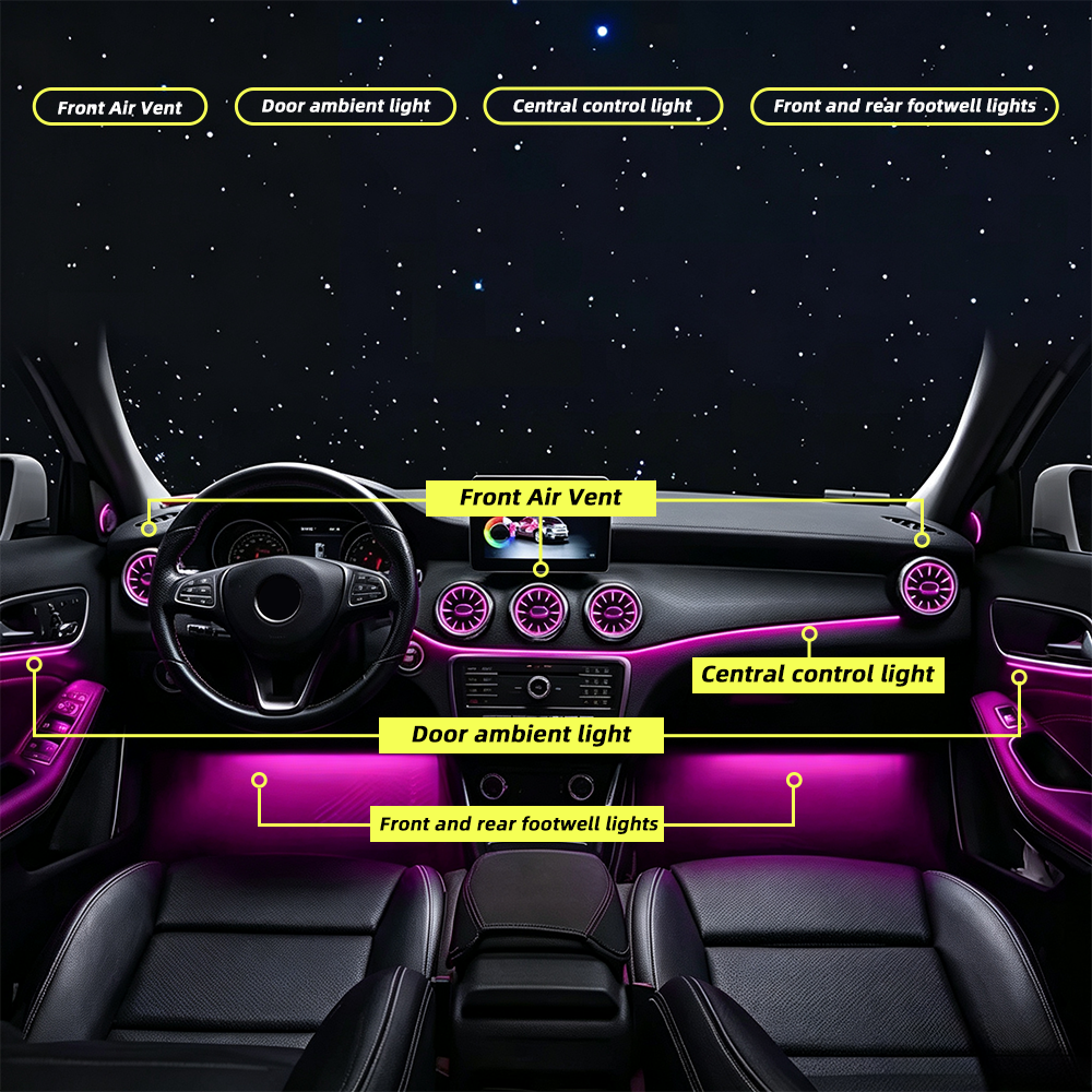 mercedes benz w117 car interior ambient lighting with 12 color decor atmosphere light-8