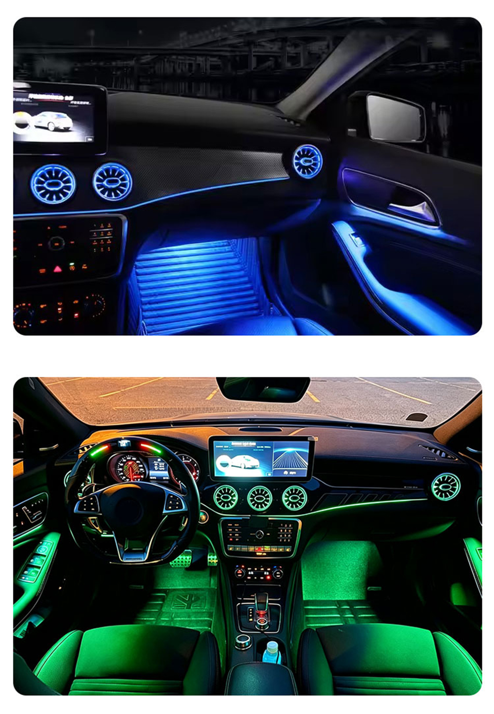 mercedes benz cla w117 12 colors front air vent ambient light air condition atmosphere light-12