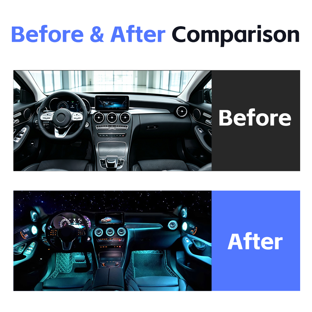 mercedes benz w205 car ambient light set rgb 64 colors atmosphere light c class w205-11
